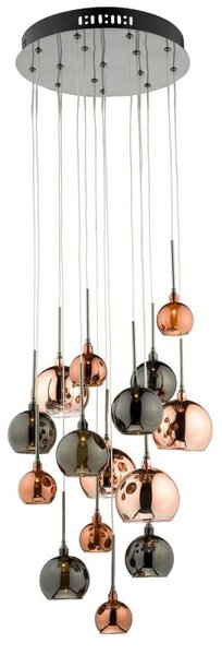 Dar AUR1564 Aurelia 15 Light Bronze Copper Cluster Pendant Ceiling Light