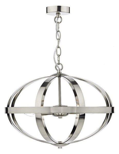 Dar SYM0346 Symbol 3 Light Ceiling Pendant in Satin Chrome