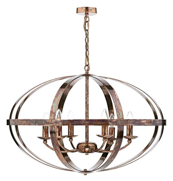 Dar SYM0664 Symbol 6 Light Pendant Ceiling Light in Dappled Copper