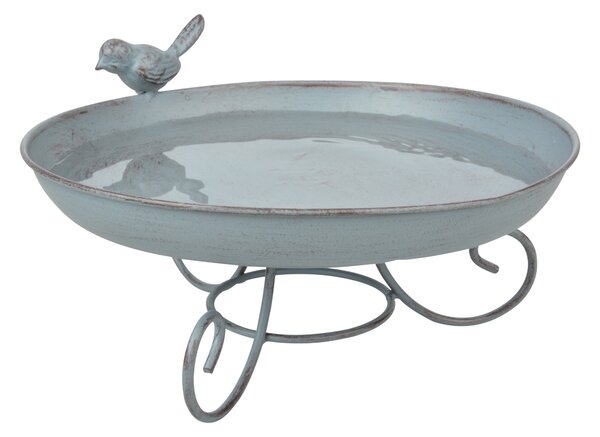 Fallen Fruits Grey Metal Standing Bird Bath