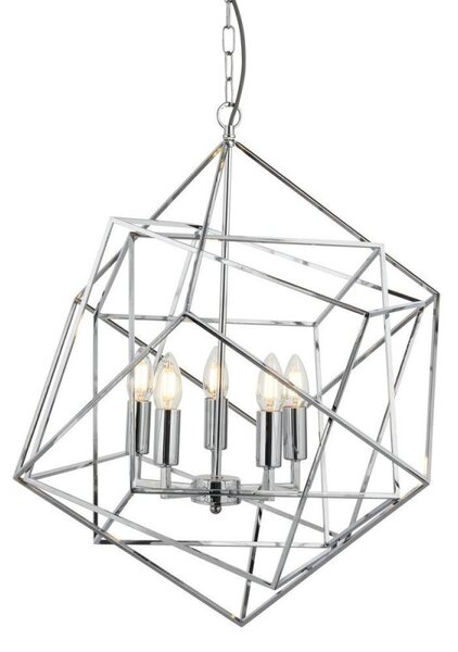 Searchlight 7865-5CC Cube Five Light Ceiling Pendant Light In Chrome