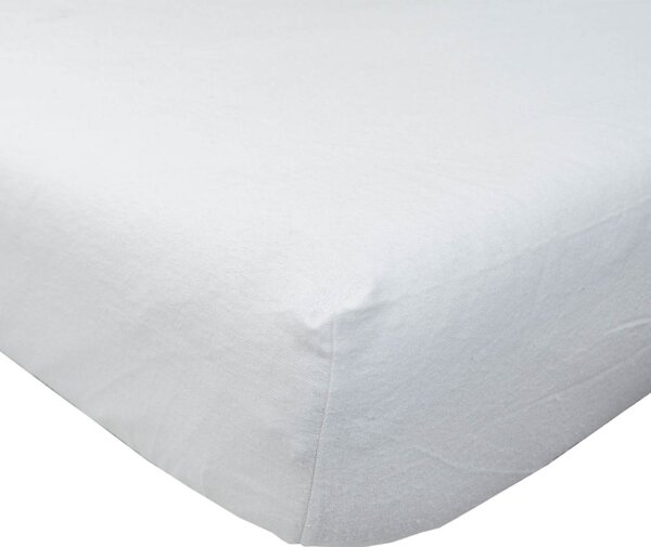 White Brushed Cotton Fitted Sheet 100% Cotton Luxury Flannelette, Single