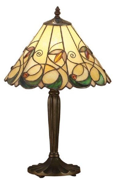 Interiors 1900 64195 Jamelia Tiffany Small 1 Light Table Lamp In Dark Bronze With Shade