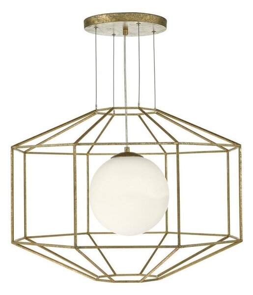 Dar IZM0135 Izmir 1 Light Hexagonal Old Gold Pendant Ceiling Light