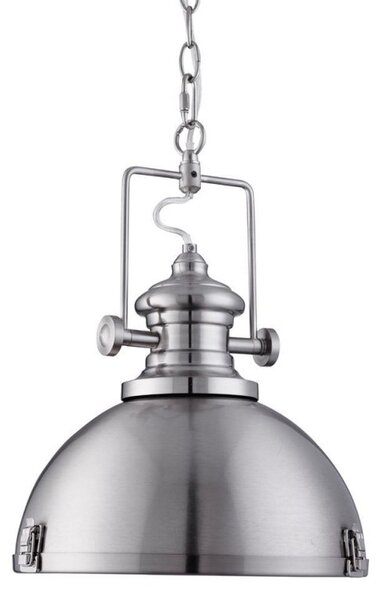Searchlight 2297SS Industrial One Light Pendant Light In Satin Silver With Acrylic Diffiuser