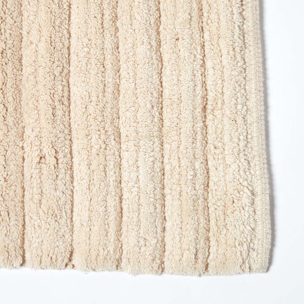 Homescapes Cream Ribbed 100% Cotton Spa Style Bath Mat