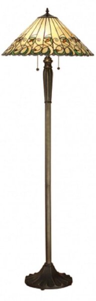 Interiors 1900 64192 Jamelia Tiffany 2 Light Floor Lamp In Dark Bronze With Shade