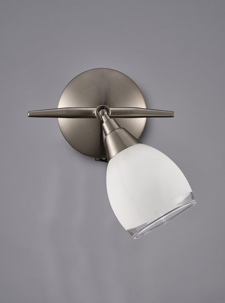 Franklite SPOT8971 Lutina 1 Light Spotlight In Satin Nickel With Clear Edged White Satin Shades
