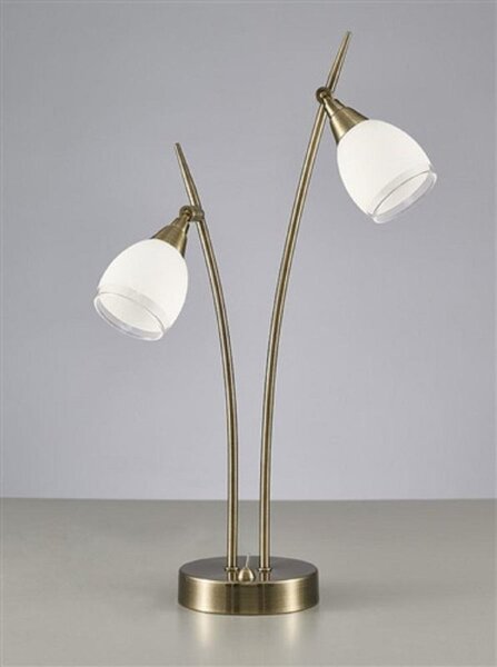 T984 2 Light Table Lamp In Bronze With Clear Edged White Glass Shades