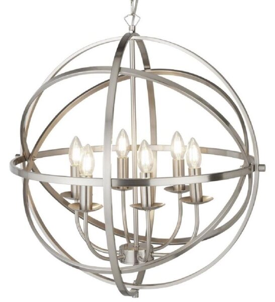 Searchlight 2476-6SS Orbit Six Light Ceiling Pendant Light In Satin Silver