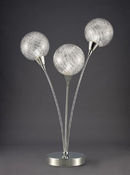 T991 Table Lamp In Chrome With 3 Textured Clear Glass Spheres