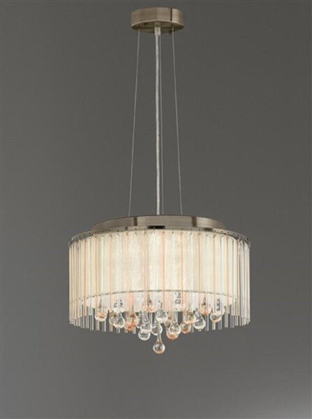 F2346/6 6 Light Ceiling Pendant Light In Bronze With Crystal Drops