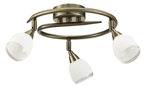 SP8983 3 Light Semi Flush Ceiling Light In Bronze, Clear Edged White Glass Shades
