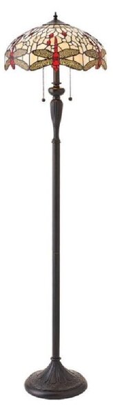 Interiors 1900 70940 Dragonfly Beige Tiffany 2 Light Floor Lamp With Shade