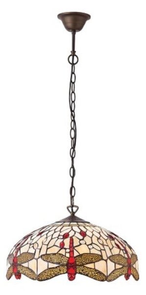 Interiors 1900 70824 Dragonfly Beige Tiffany Medium 3 Light Ceiling Pendant