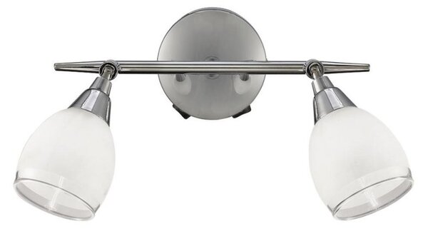 Franklite SPOT8962 Lutina 2 Light Wall Light In Chrome With Clear Edged Satin White Glass Shades