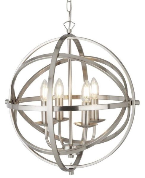 Searchlight 2474-4SS Orbit Four Light Ceiling Pendant Light In Satin Silver