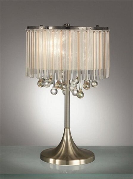 T986 3 Light Table Lamp In Bronze With Crystal Drop Decoration