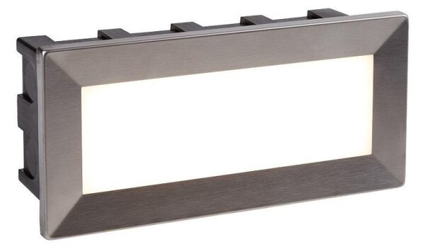 Searchlight 0762 Ankle Rectangular Recessed Outdoor Wall Light In Stainless Steel - Length: 205mm