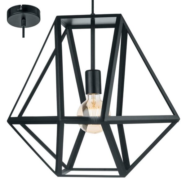 Eglo 49756 Embleton 1 Light Ceiling Pendant Light In Black - Diameter: 460mm