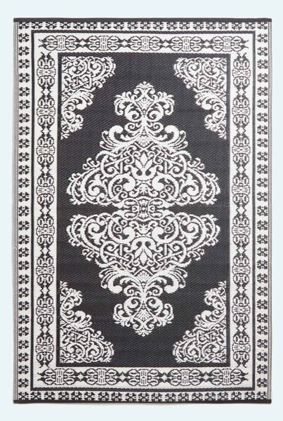 Homescapes Black and White Motif Design Reversible Outdoor Garden Rug