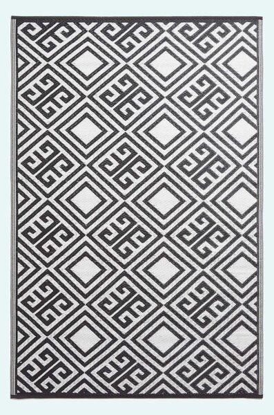 Homescapes Black and White Geometric Reversible Outdoor Garden Rug