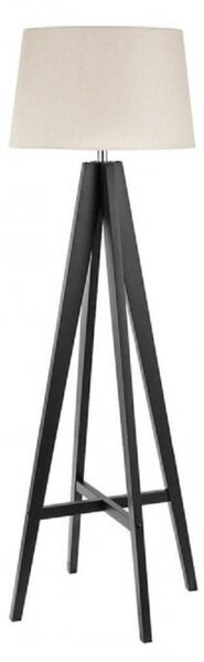 Searchlight 3540BR 1 Light Floor Lamp In Dark Wood With Cream Linen Shade