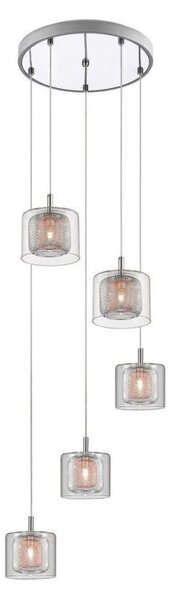 Impex PGH606101/05/CU/CH Laure Five Light Ceiling Pendant Cluster Light In Chrome And Copper
