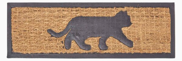 Homescapes Black Cat Silhouette Non-Slip Coir Doormat