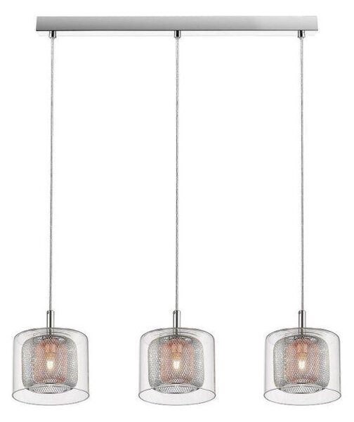 Impex PGH606101/03/CU/CH Laure Three Light Ceiling Bar Light In Chrome And Copper