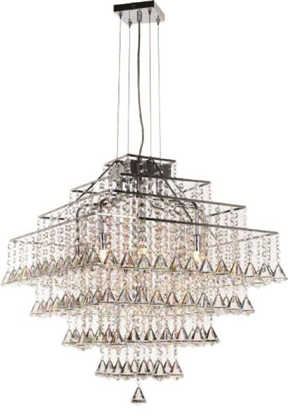Impex CFH301171/10/CH Parma Square Ten Light Crystal Ceiling Pendant In Chrome