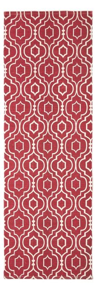 Riga Handwoven Red and White 100% Cotton Printed Patterned Hall Runner, 66 x 200 cm