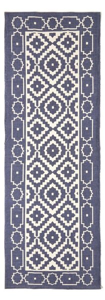 Halmastad Handwoven Blue and White Scandi Style 100% Cotton Printed Hall Runner, 66 x 200 cm