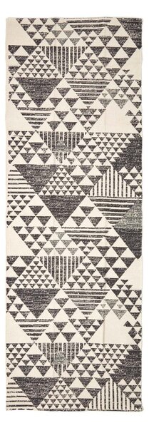 Delphi Handwoven Black and White 100% Cotton Printed Triangular Pattern Hall Runner, 66 x 200 cm