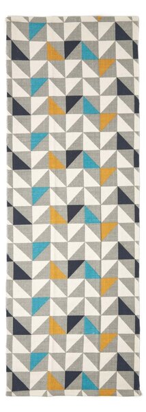 Copenhagen Handwoven Blue, Yellow and Grey Scandi Printed Runner, 66 x 200 cm