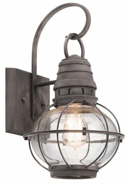 KL/BRIDGEPOINT/M Bridgepoint 1 Light Medium Wall Lantern Light In Weathered Zinc - H: 405mm