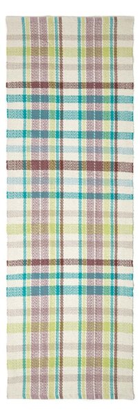 Wilson Handwoven Blue, Yellow and Brown Tartan 100% Cotton Runner, 66 x 200 cm