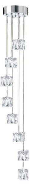Searchlight 6778-8-LED Ice Cube Eight Light LED Cluster Ceiling Light In Chrome With Clear Glass