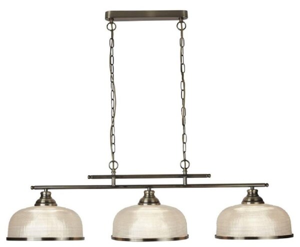 Searchlight 3593-3AB Bistro II Three Light Bar Ceiling Light In Antique Brass With Glass Shades