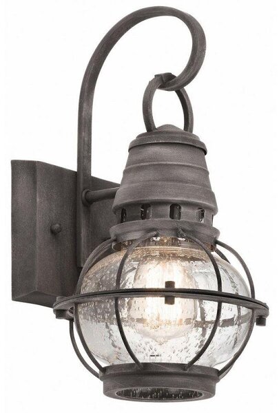 KL/BRIDGEPOINT/S Bridgepoint 1 Light Small Wall Lantern Light In Weathered Zinc - H: 334mm