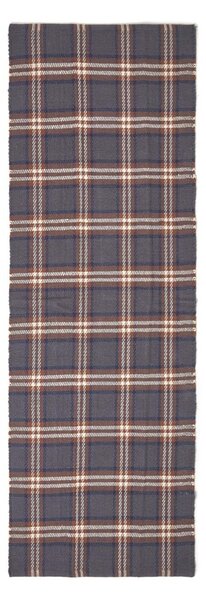 Hamilton Handwoven Grey and Brown Tartan 100% Cotton Runner, 66 x 200 cm