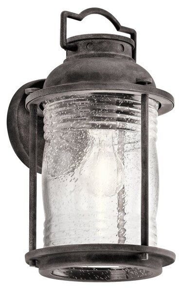 KL-ASHLANDBAY2-M Ashland Bay 1 Light Medium Wall Lantern Light In Weathered Zinc - H: 346mm