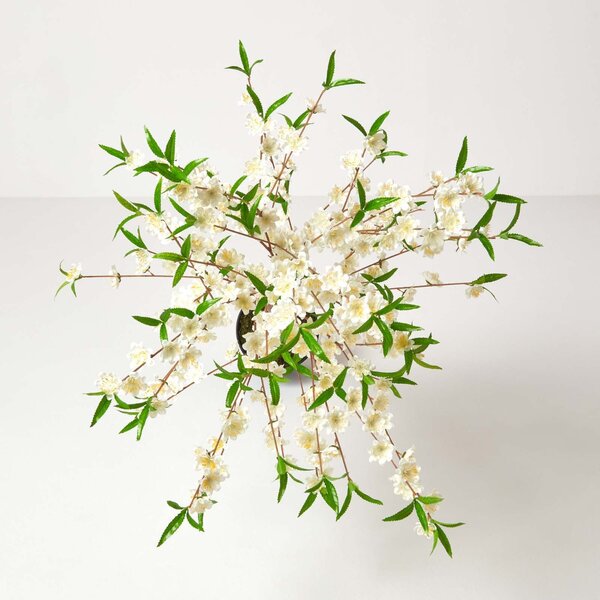 Artificial Blossom Tree with Cream Silk Flowers & Wood Trunk, 5ft