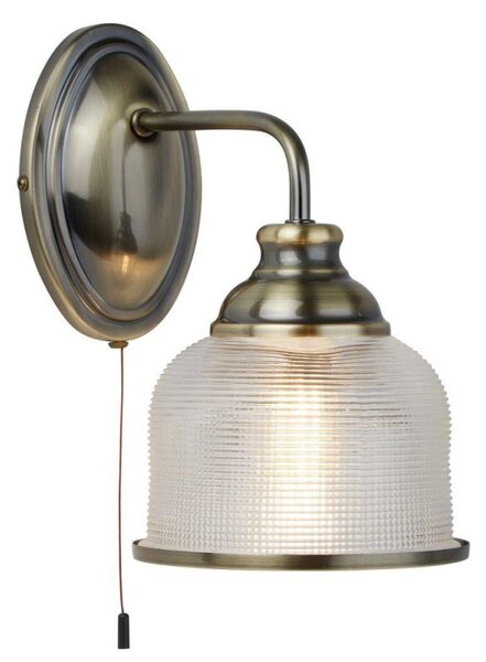 Searchlight 2671-1AB Bistro II One Light Wall Light In Antique Brass With Glass Shades
