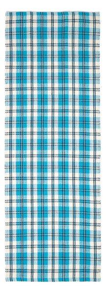 Homescapes Irvine Handwoven Blue Tartan 100% Cotton Hall Runner, 66 x 200 cm