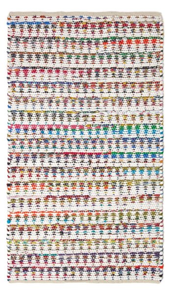 Handwoven Multi Coloured 100% Cotton Diamond Chindi Rug, 90 x 150 cm