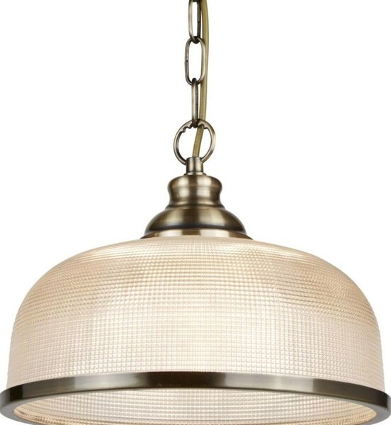 Searchlight 1682AB Bistro II One Light Ceiling Pendant Light In Antique Brass With Glass Shades
