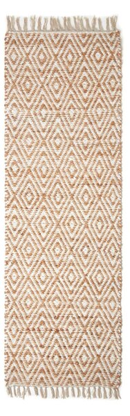 Homescapes Sierra Neutral Diamond Pattern Hemp Chindi Hall Runner, 66 x 200 cm