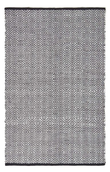 Trance Black and White Diamond Pattern Recycled Fibre Rug, 120 x 170 cm