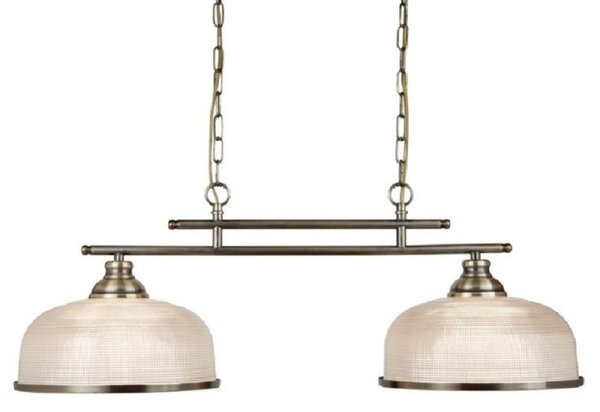 Searchlight 3592-2AB Bistro II Two Light Bar Ceiling Light In Antique Brass With Glass Shades